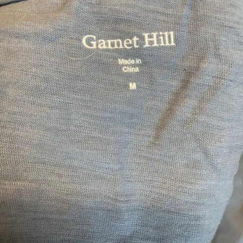 Garnet Hill Womens Size Medium Blue Silk Blend Drape Open Front Cardigan