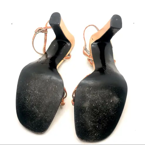 VINTAGE 1990'S RICHARD TYLER COPPER & GOLD BRAIDED LEATHER PUMPS (7M) Size 7