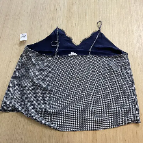 Ophelia Roe Embroidered V-neck White Navy Lace Accent Camisole Plus Size 3X New