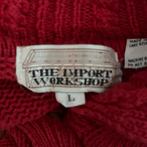 The Import Workshop Sweater Cardigan Embroidered Knit Button Up Red Womens Large thumbnail 6