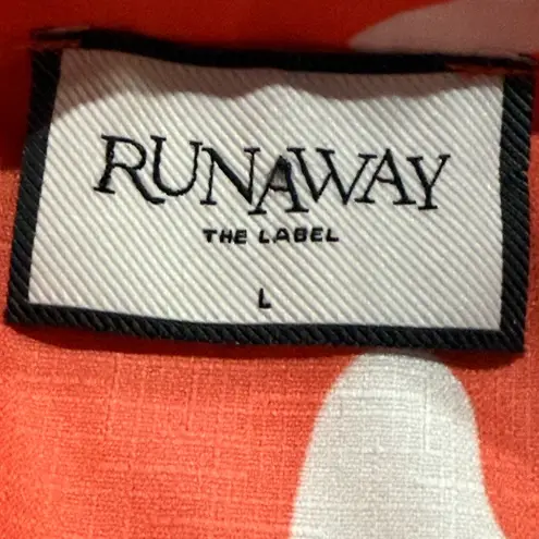 Runaway MATELO button up shirt white and coral size large Orange