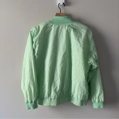 Lavon Vintage 80s Gingham Full Zip Jacket Shoulder Pads windbreaker pockets L