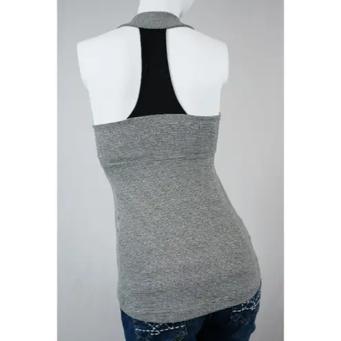 Lululemon  Athletic Gray Stripe Racer Back Tank Built In Bra Women Size S