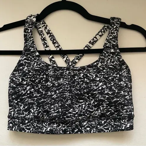 Lululemon  Energy Bra Ice Wave Black White Size 4