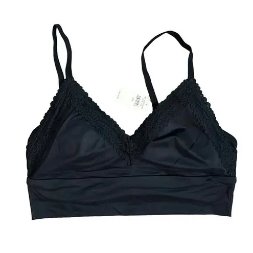 Aerie NWT Arie Wireless V-Neck Lace Bralette In Black Size Small