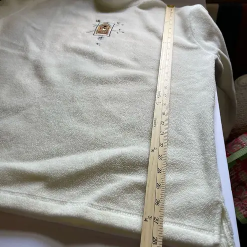 Vintage Top Stitch size XL fleece embroidered pullover birdhouse chickadee Black