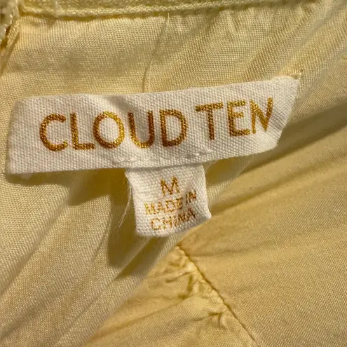 Cloud Ten Babydoll Mini Dress Frayed Hem Linen Blend Summer Yellow Size Medium