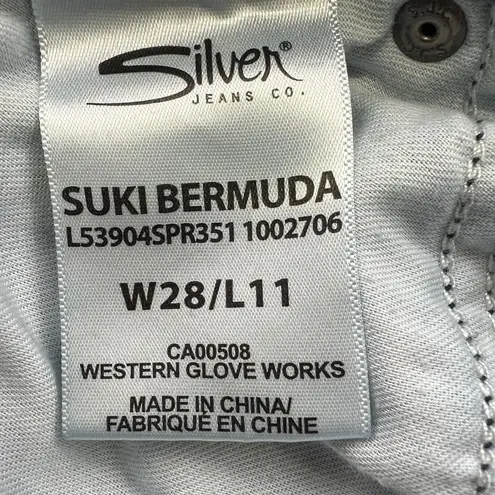 Silver Jeans Co. Women Short Suki Bermuda Blue Denim Size 28 With 11'' Inseam