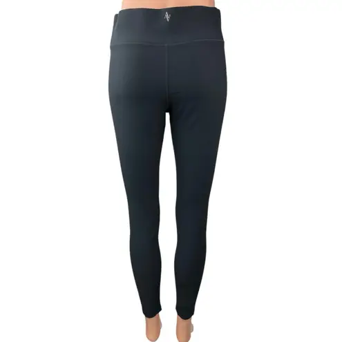 Bandier x All Access Black Ribbed Mid Rise Workout Athletic Leggings Pants Sz L