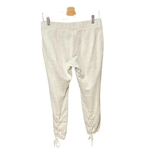 Pam & Gela Pam & Gela Lace-up Jogger Sweatpants Oatmeal Cream Gray Size Small