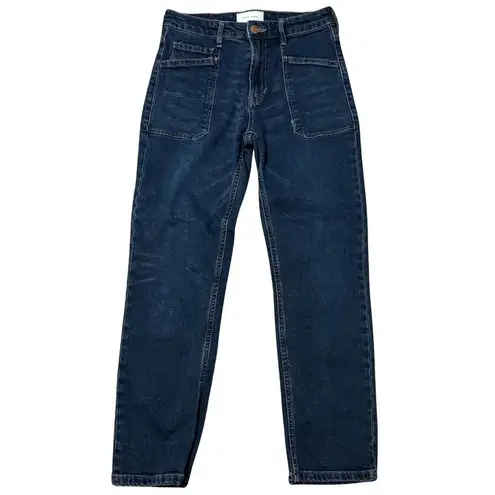 Dear John Jodi Straight Patch Pocket Denim Jeans Medium Wash Stretch EUC 25 0