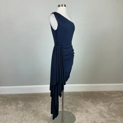 XScape One Shoulder Sleeveless Bodycon Mini Sheath Cocktail Dress Blue Size 10
