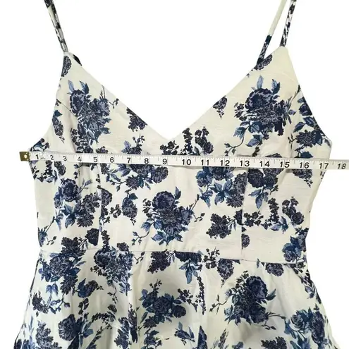 En Saison A Sight To See Peplum Midi Dress Womens L Navy Blue Floral Jacquard White Size L