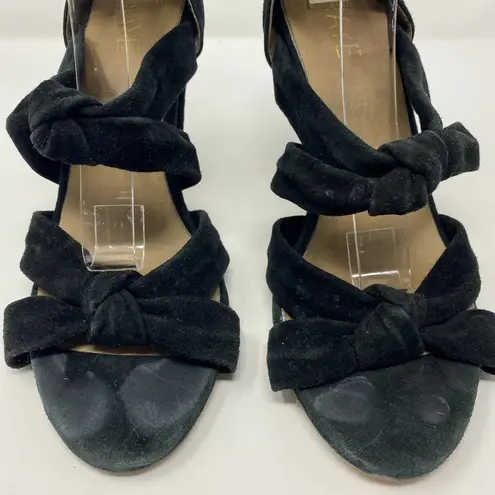 Raye  Revolve Nat Black Suede Knotted Heels Strappy Knot EU 39.5 Fits US 8.5