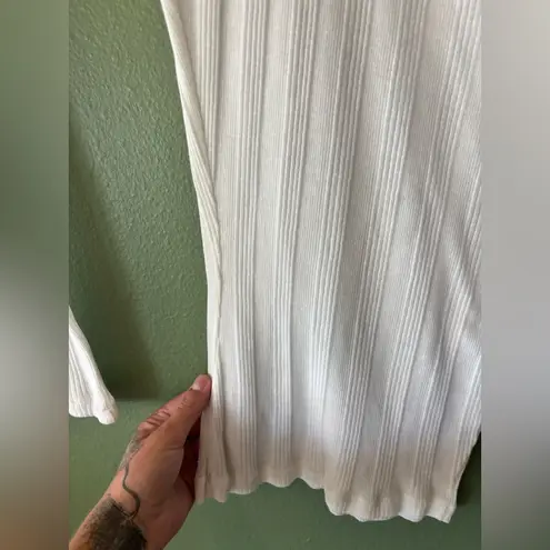 KHAITE Lenora Ribbed Long Sleeve Crew Neck Top Cream Size XS