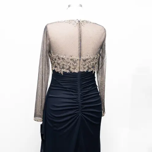 XScape - Embellished Illusion-Bodice Ruched Gown