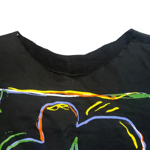 Obey  Floral Graphic‎ Oversized Cropped Black Cartoon Sweater Womens Large Skate