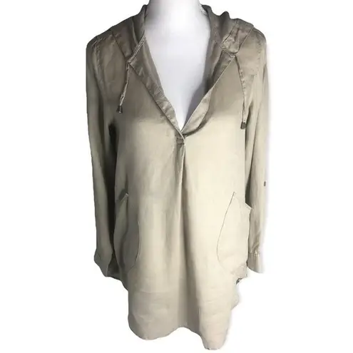For Cynthia Beachwear Long Sleeve Linen Beach Coverup Hoodie