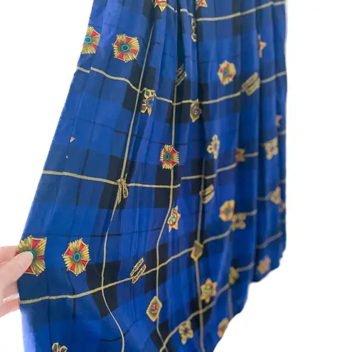 Vintage Pleated Atlantic Star Plaid Luxe Print Midi Skirt size S/M 6/8 small