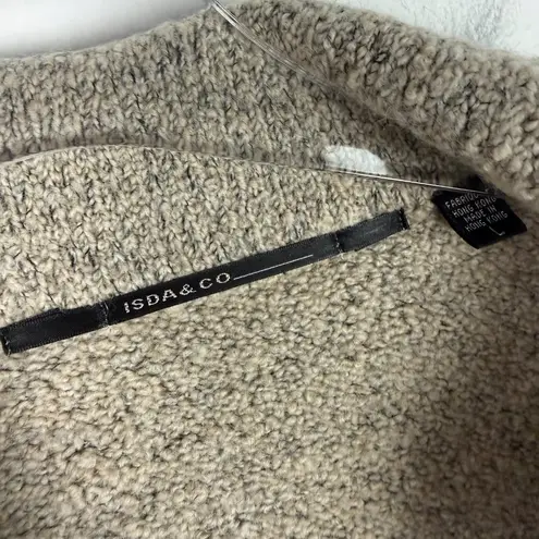 ISDA & Co Cashmere Wool Blend Sweater Jacket Cardigan Oatmeal Size Large L Tan