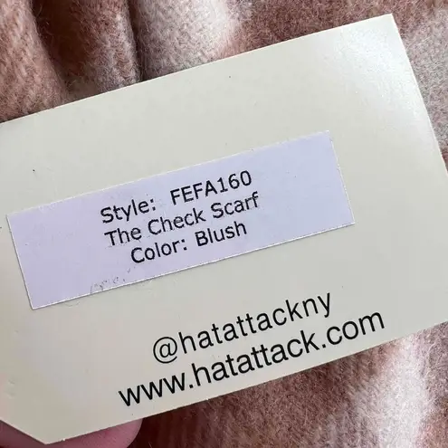 Hat Attack Blanket Scarf Oversized Beige Tan Checkered Fringed Scarf New