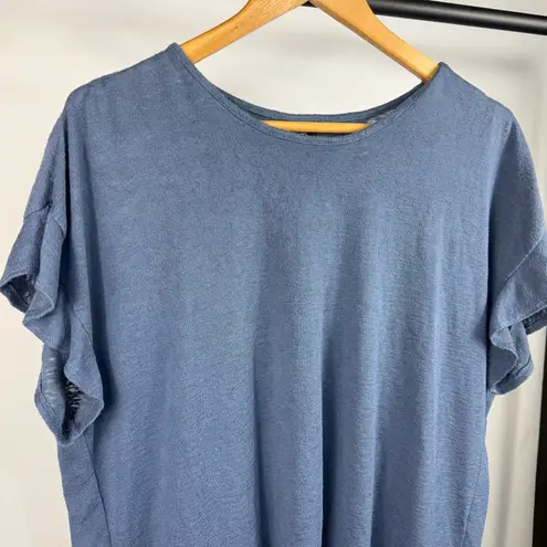 Bobeau Blue Ruffle Sleeve Open Back Women's Top Size XL