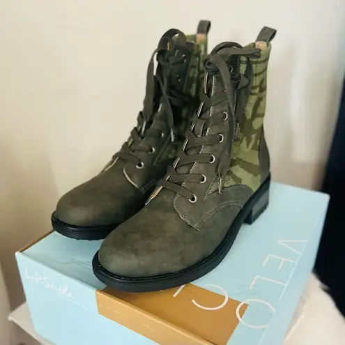 Life Stride Knockout Lace-Up Combat Boot, Comfort Boot, Green Olive, Size 8, NWT