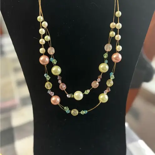 Bundle of 2 Vintage Preloved statement Necklaces, wear alone or layer. Gold