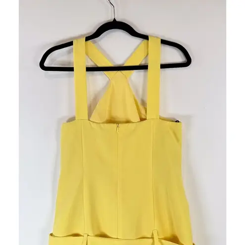 Black Halo Womens Dress Yellow Adalyn Halter Mini Drop Waist Box Pleat Size 2