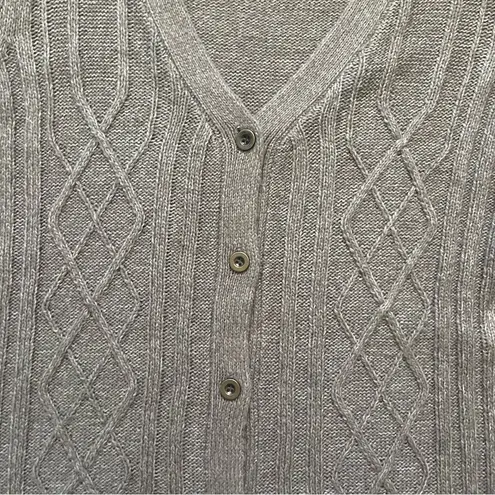 Karen Scott Cable Knit Sweater Cardigan Tan Women’s Size M Cottagecore Textured