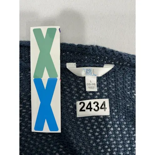 Time & Tru Womans  Open Knit Open Front Short Sleeve Cropped Cardigan Large - Image 3