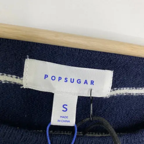 Popsugar Sailor Blue Striped Round Neck Knit Sweater Women's Size Small S NWT - Image 4