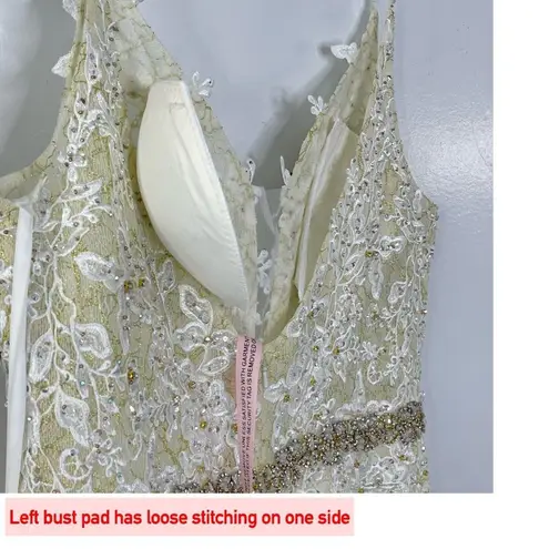 Mac Duggal 79341 Floral Appliqués Sleeveless Plunge Neck Trumpet Gown, Size 12