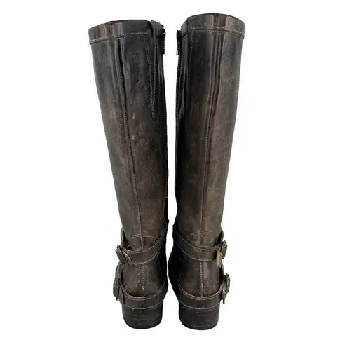 FREEBIRD by Steven Irish Tall Leather Riding Boots Triple Buckle Strap 6 Brown