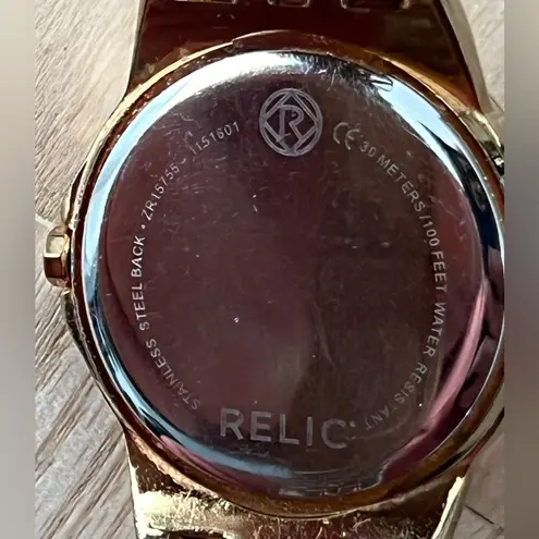 Relic Crystal Embellished Ladies Watch Rose Gold-Tone Dial Bracelet Day/Date