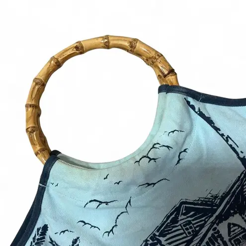 Disney  Mickey Mouse Beach Resort Novelty Bamboo Handle Tote‎ Bag