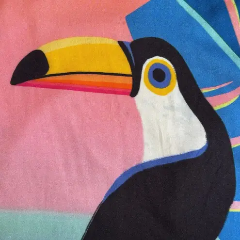 Farm Rio Tropical Toucan Sarong Skirt Tassel Hem Ombre Sunset Wrap Fringe Size P - Image 8