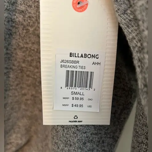 Billabong NWT  Women’s Cropped Gray Crew Neck Sweatshirt Tie Front Soft Size S