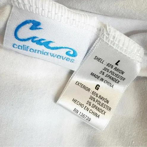 California Waves Junior Tie Waist Knit Swim Cover Up Romper White Size L NWT