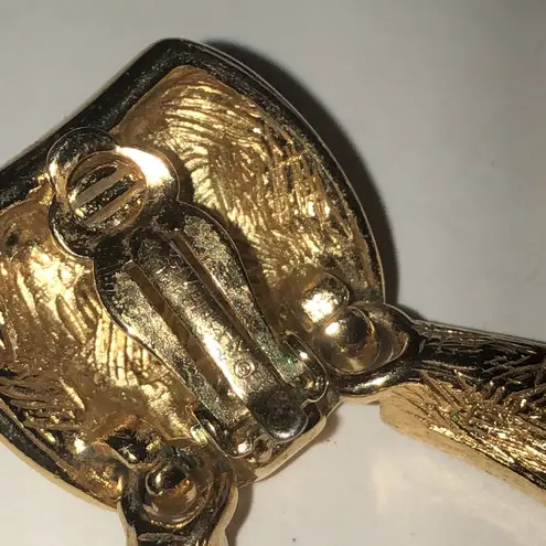 Givenchy Vintage Gold Tone and Black Clip On Door Knocker Statement Earrings