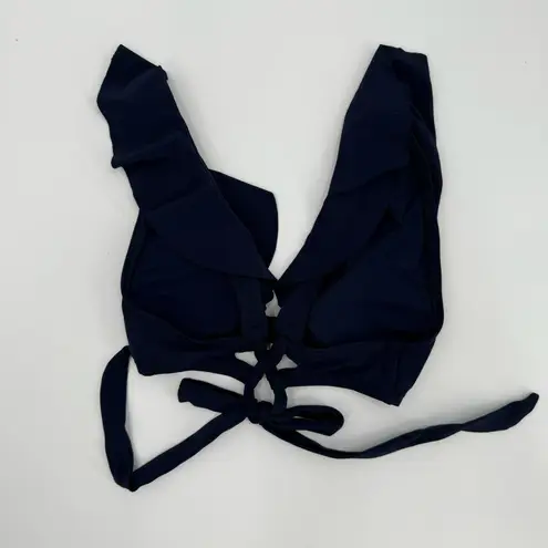 Robin Piccone Ava Bikini Top Size Extra Small NEW Ruffle Tie Swim Navy NWOT