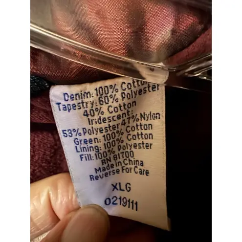 Blair Vintage 90's Patchwork Denim Jacket XL Southwestern Tapestry Western Coat - Image 2