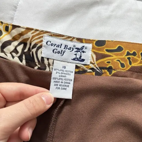 Coral Bay Vintage 90s Y2K Skort Skirt Womens Size 18 Brown Golf Tennis Pockets