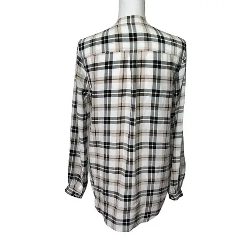 Equipment Womens Long Sleeve Silk Button Up Shirt Slim Signature Plaid Sz Small