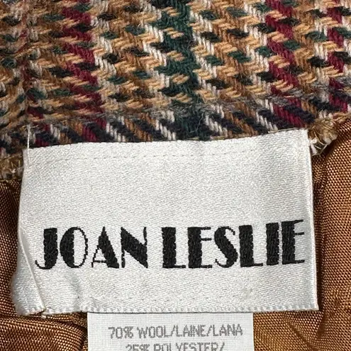 Vintage Joan Leslie Skirt Womens 16 Brown Plaid Wool Blend Pencil Academia Retro