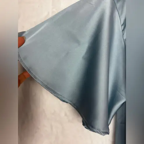 Unbranded Elegant White Lace Trim Blue Satin Sleepwear Set Size M