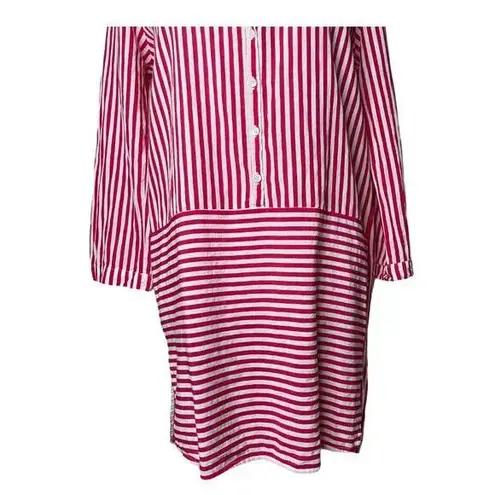 Womens Swimsuit Beach Cover Up Size L Sergio Tegon Striped Preppy Tunic Top White Size L