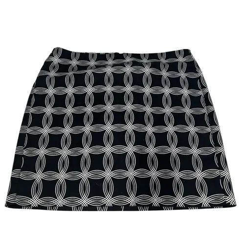 Banana Republic Factory Black White Print Miniskirt 10 Circles Cotton Blend