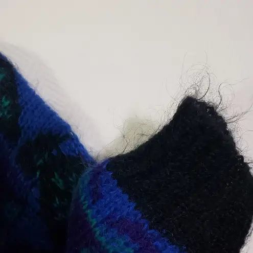 Vintage Gallagher Large Blue/Purple Geometric Cozy, Fuzzy, Knit Sweater GUC Blue