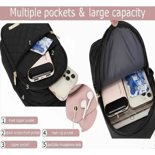 Contemporary Multiple Compartment Sling Bag Handbag Crossbody Ivory Audio Port White